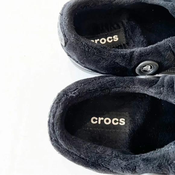 Crocs Black Clogs‎ Fuzzy Lined Unisex Men’s 9 Women’s 11 Warm Removable Liner - Picture 6 of 10